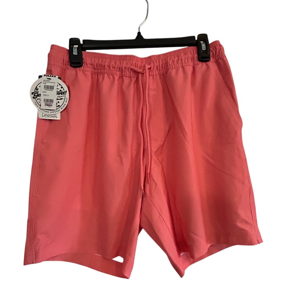 BLUE CROWN NWT $36 Coral Water Reactive Print Saguaro Swim Trunks Size S